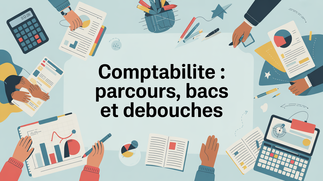 Illustration stylisee table travail comptabilite bacs debouches