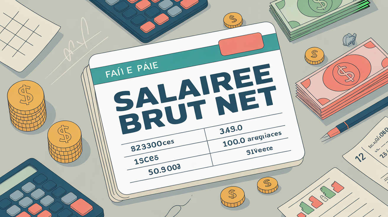 Illustration fiche de paie conversion salaire brut net