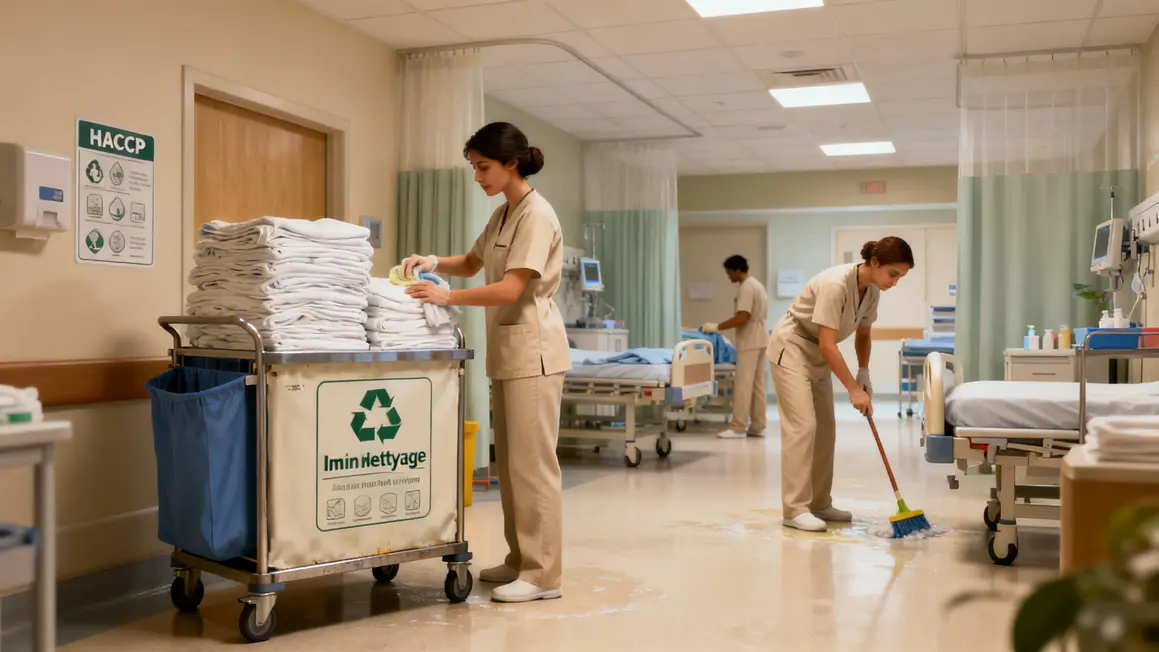 ASH effectuant nettoyage hôpital