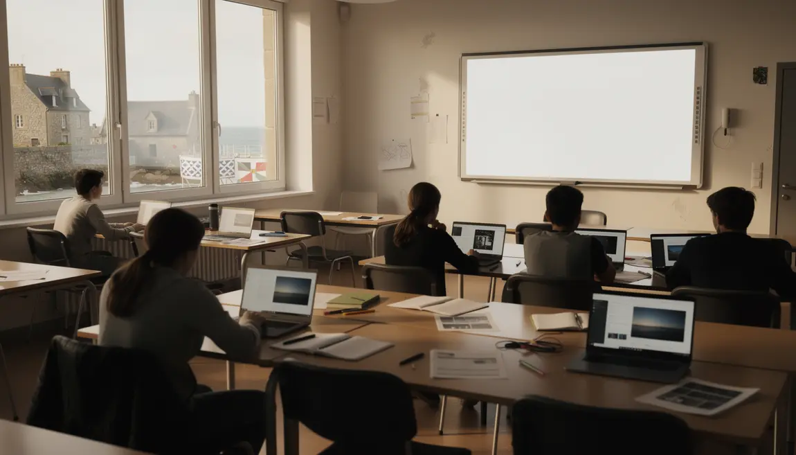 Salle de classe en BTS Marketing en Bretagne, ambiance étudiante moderne