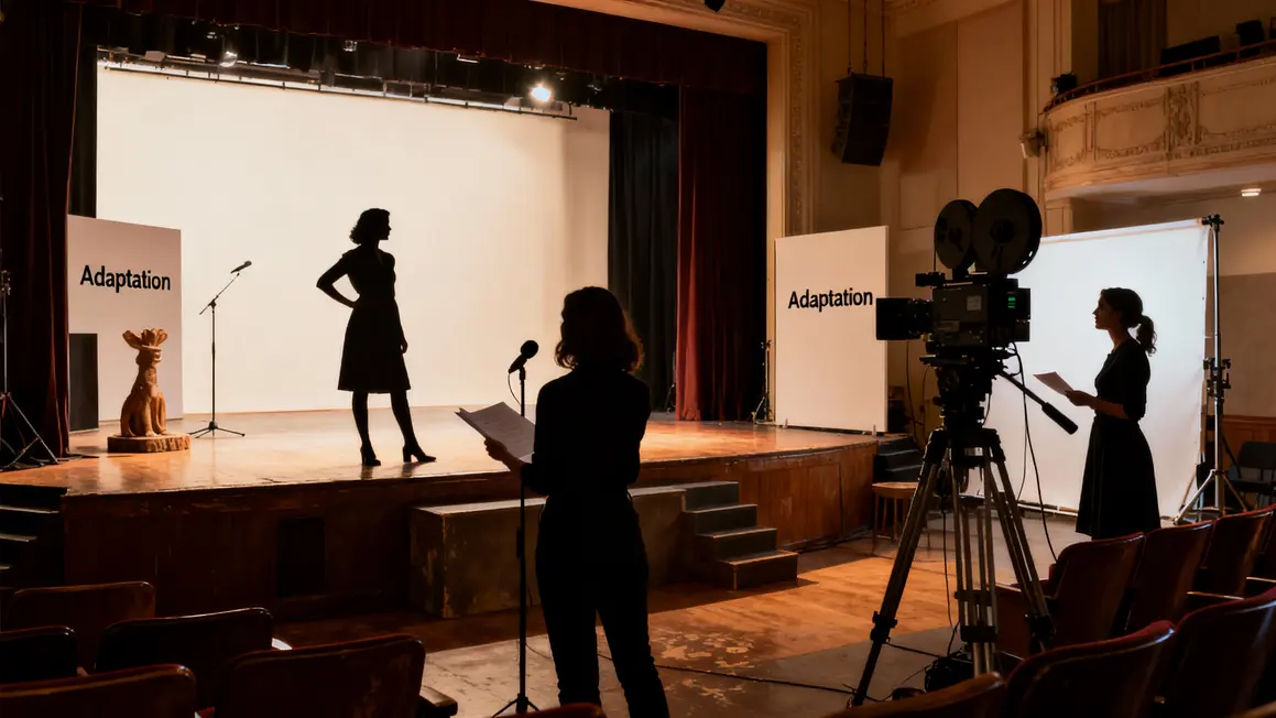 Actrice sur scène et devant caméra en action
