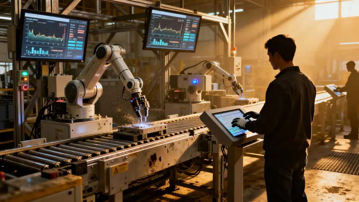 Chaîne de montage industrie 4.0 robots collaboratifs