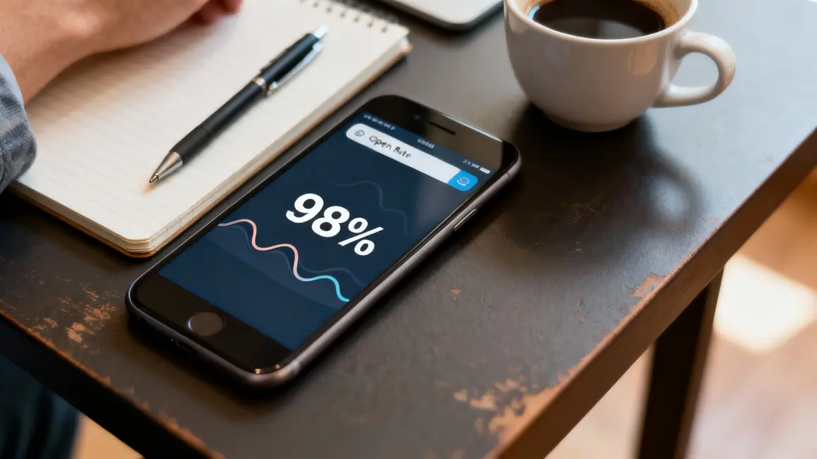 SMS taux ouverture 98 sur smartphone