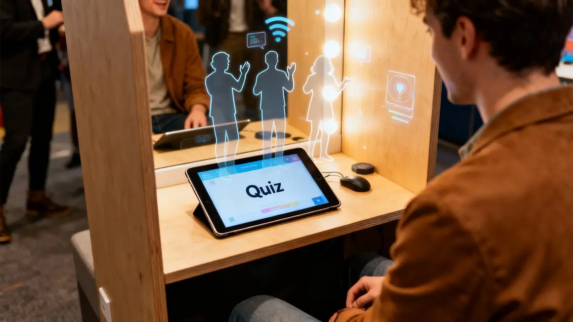 Stand interactif avec quiz sur tablette digitale