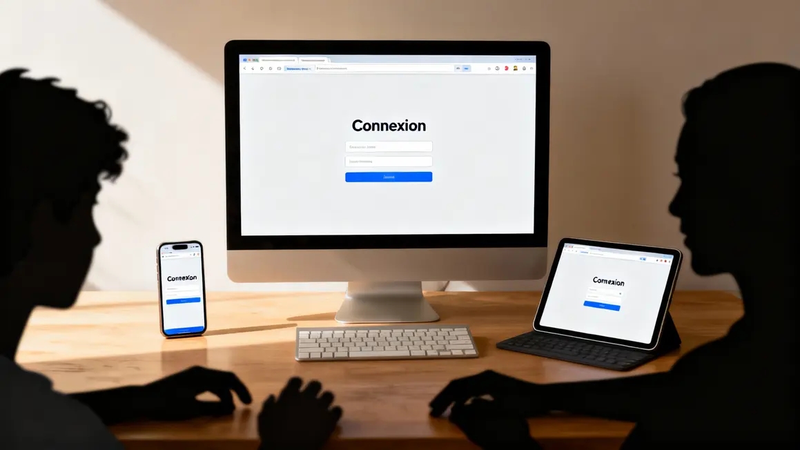 Bureau avec appareils affichant page connexion ENT Touraine