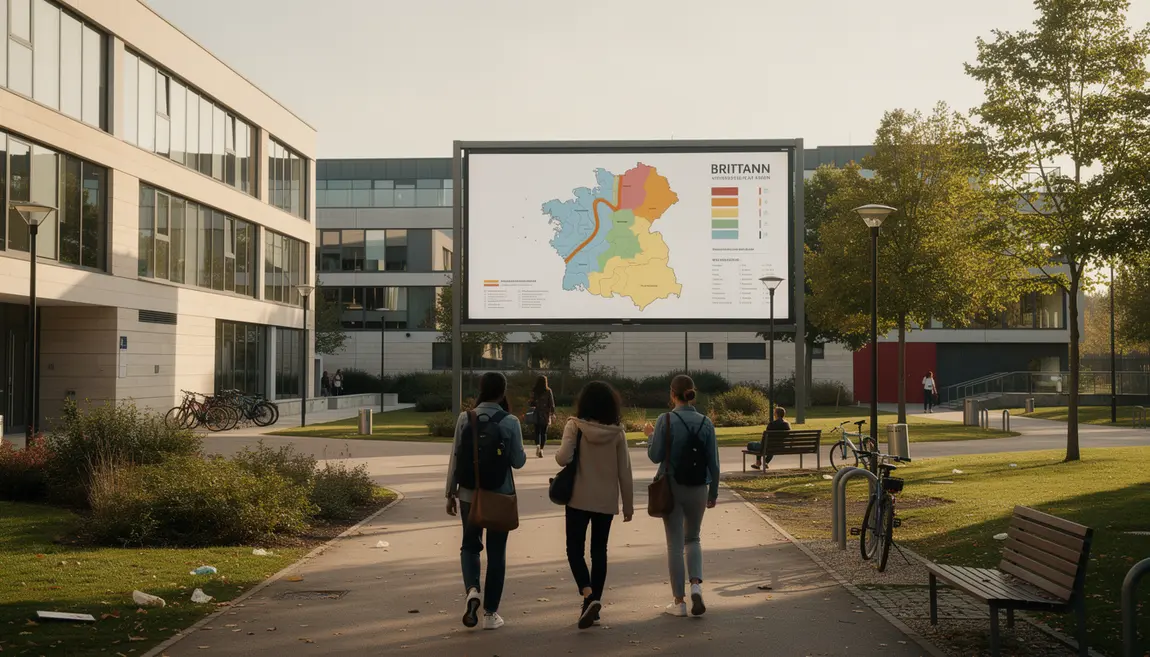 Etudiants discutant campus Bretagne écoles communication