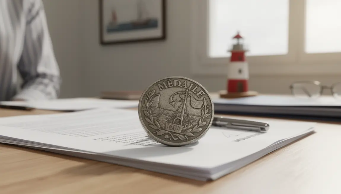 medaille du travail sur papiers administratifs Bretagne
