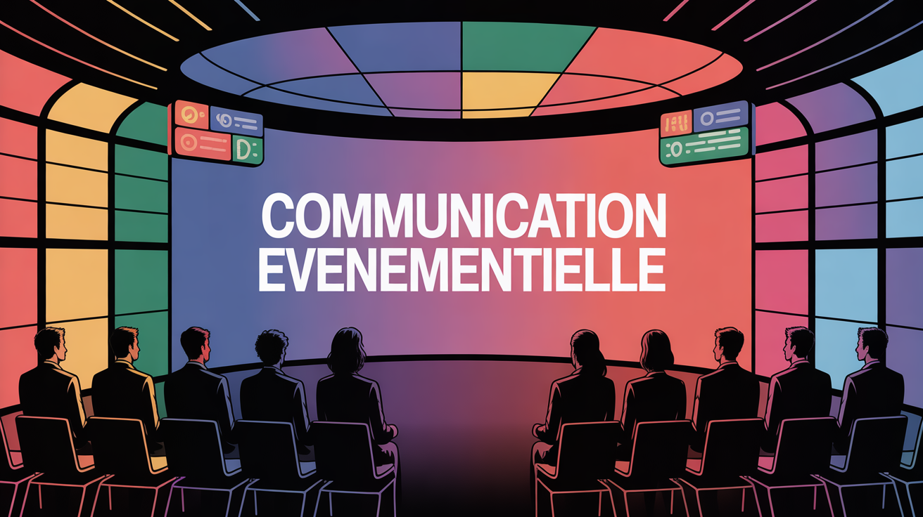 communication evenementielle silhouettes salle evenement stylisee