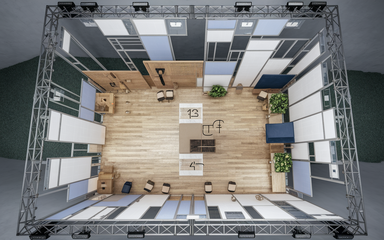 vue de dessus stand modulable grande surface